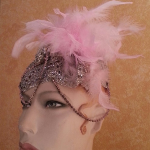 Iridescent Metallic Silver Pink Gatsby Headpiece main image 6